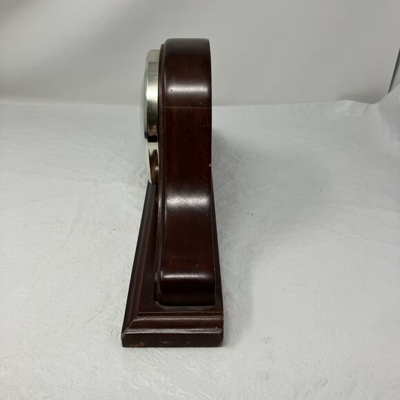 Vintage Ingraham Wood Clock Mantle Tambour Battery Powered WORKS - Picture 5 of 15